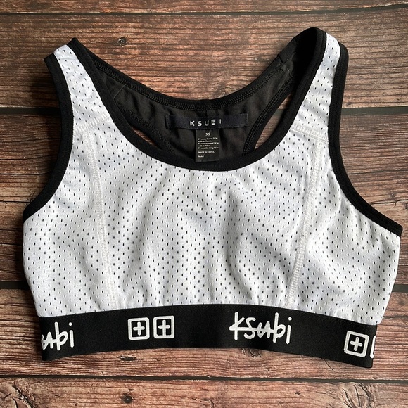 Ksubi Tops - KSUBI | Black and white mesh detail crop top